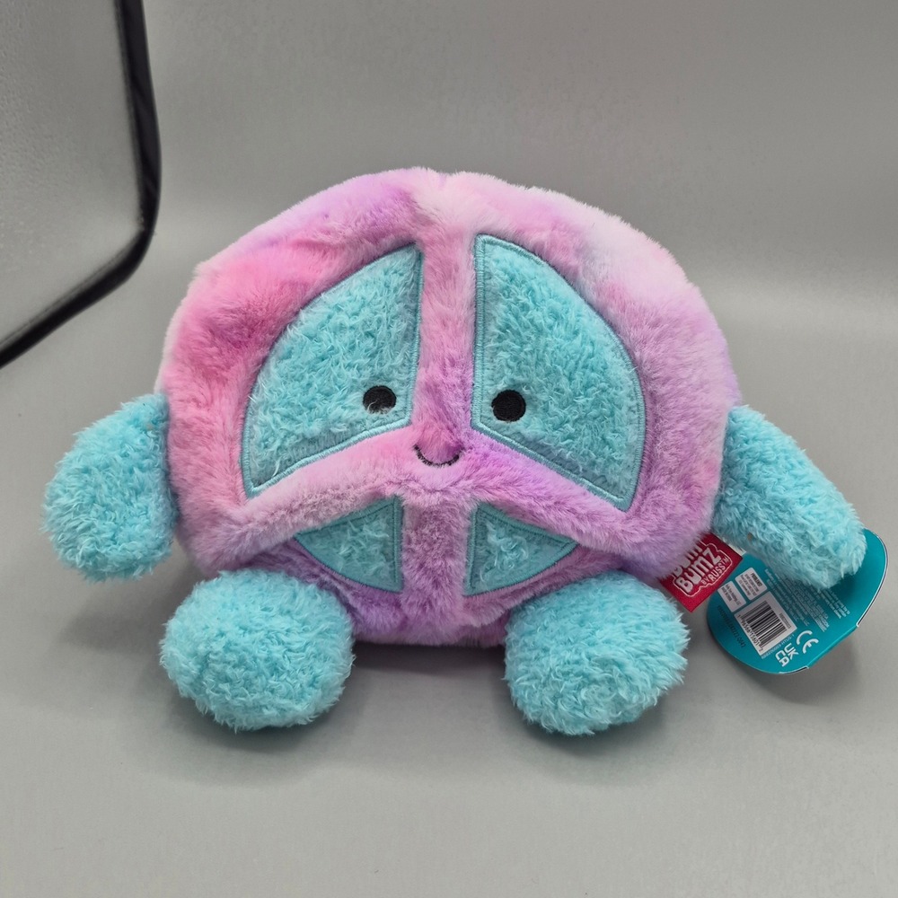 BumBumz RetroBumz Peace Sign Plush Pink Purple Teal 7.5 Inch KellyToy‎ NWT 2022